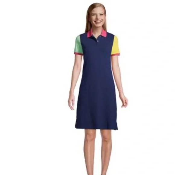 Lands' End | Dresses | Lands End Short Sleeve Mesh Cotton Knee Length Polo  Dress | Poshmark